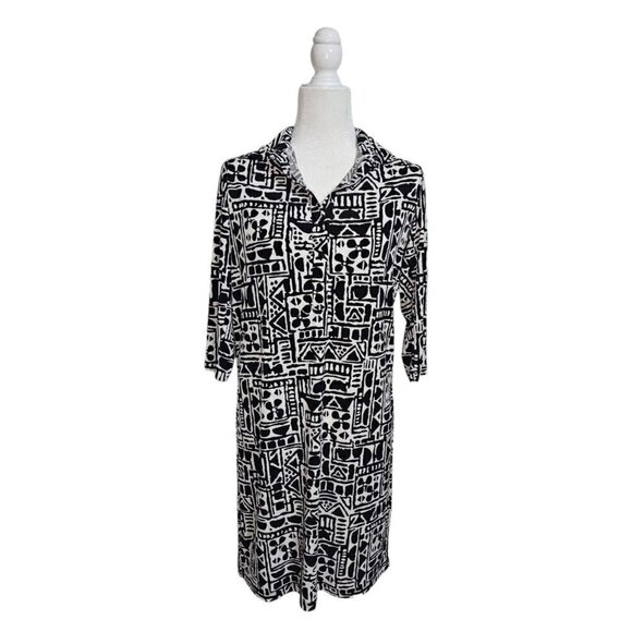 Tori Richard Honolulu black and white 3/4 sleeve midi dress size XS - Picture 1 of 8